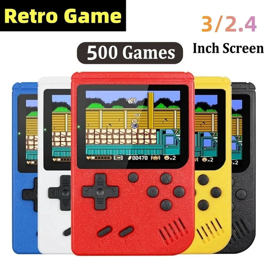 Mini Handheld Video Game Console Retro Portable Macarone 8 Bit 3.0/2.4 Inch Color LCD Kids Color Game Player Built in 500 Games