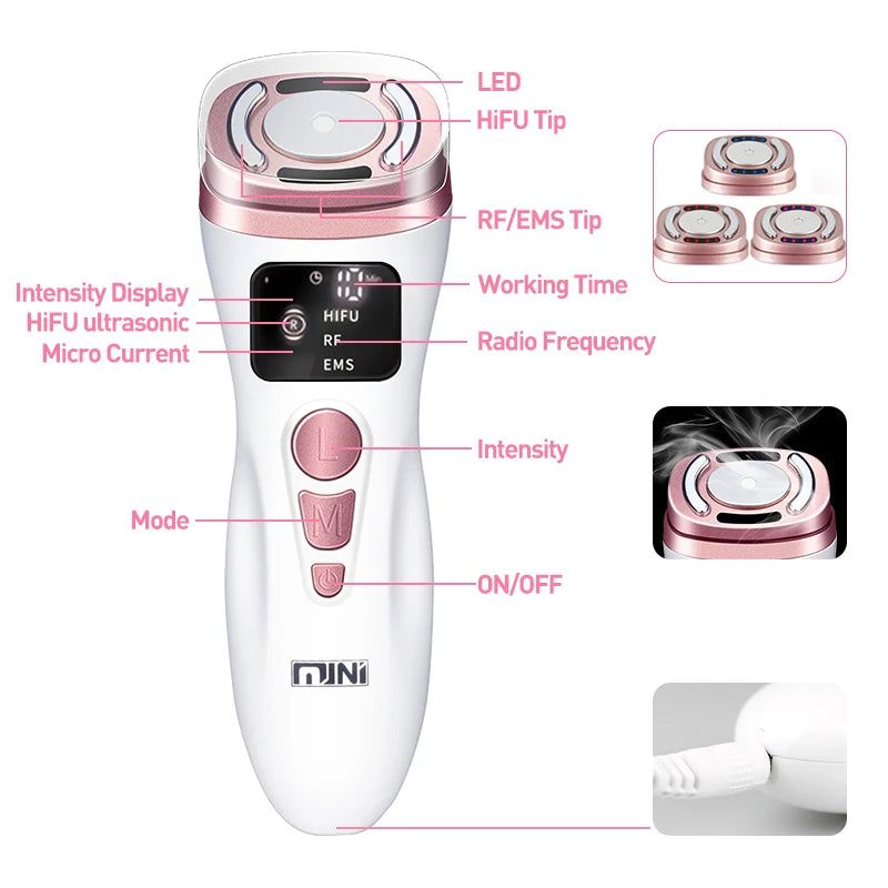 Mini HIFU 2.0 Generation Original EMS RF Ultrasonic Rejuvenation Tighten Lifting Therapy Skin Facial Care LED Anti Wrinkle