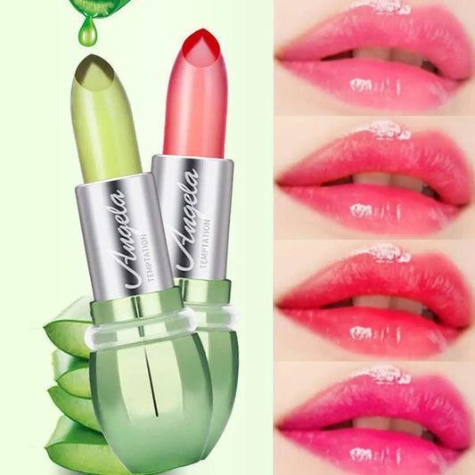6Colors Aloe Vera Discolored Lip Balm Jelly Magic Color Changing Lipstick Girl Moisturizing Nourishing Lasting Lip Gloss Makeup