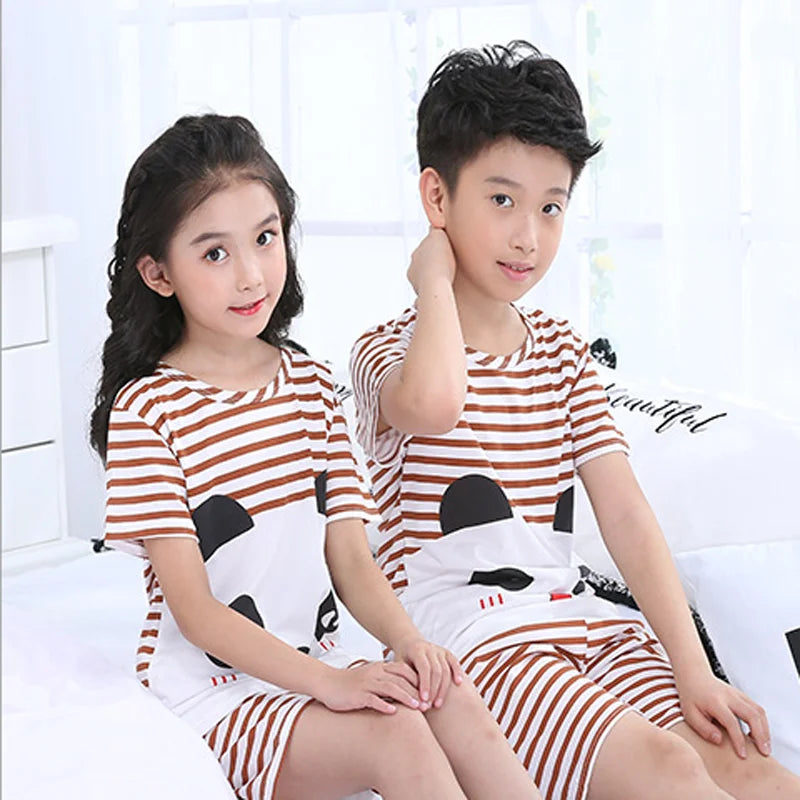 New Listing Children Clothing Summer Children Boys Girls Kids Clothing Sets Cartoon Suit Sleepwear Short Sleeve Cartoon Kid