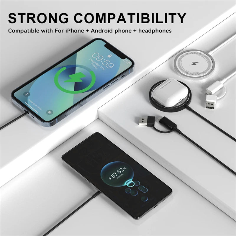 30W PD Magnetic Wireless Charging For iPhone 15 14 13 12 Pro Max USB Type-C Charger For Samsung S24 S23 Ultra Xiaomi Fast Charge