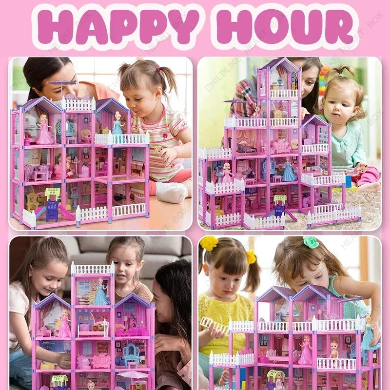 Doll House Villa Princess Castle Set Girl    Big   Simulation   Kit Girl's Puzzle Toy Gift