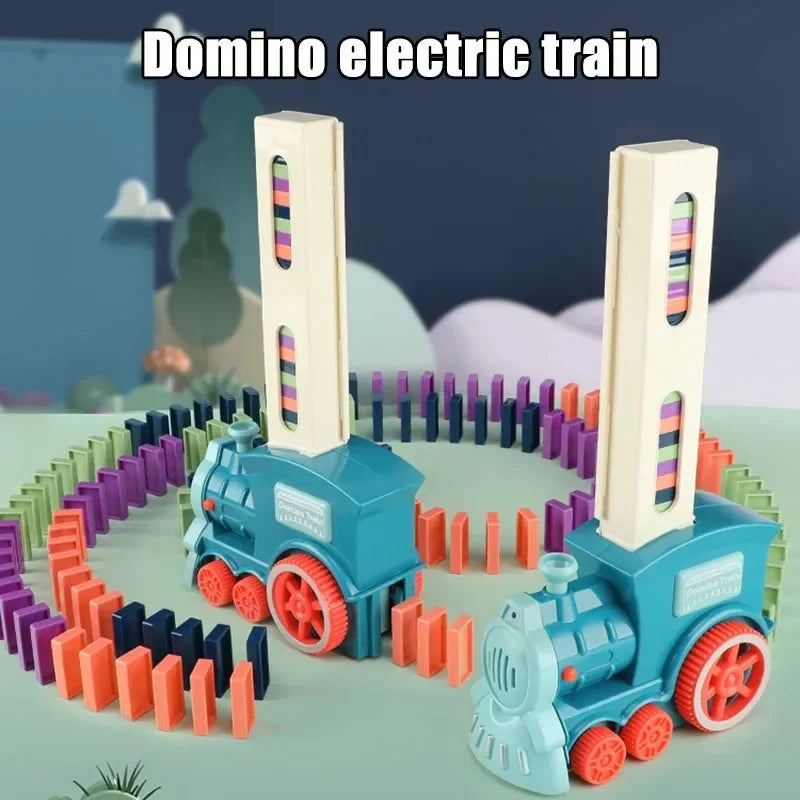 Domino Train Children Toy Automatic Laying Dominoes Floor Toy with Sound Light Electric Toy Game Baby Interaction Toy for Kid