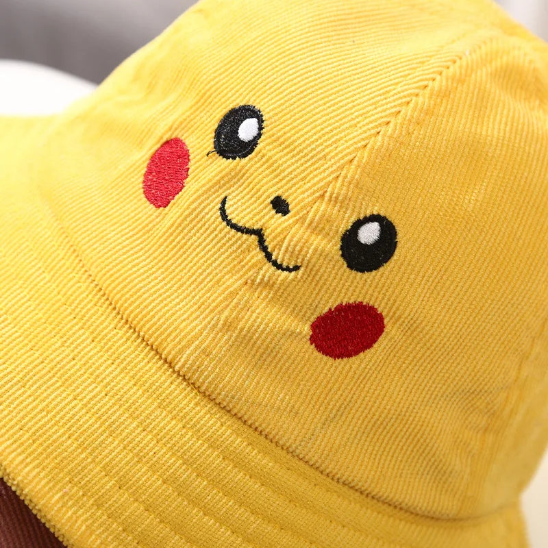 Pikachu Bucket Hat Sun Hat Anime Wide Brim Cute Cartoon Bucket Fisherman Beach Outdoor Baseball Hat Cap for Adult Kids Gift