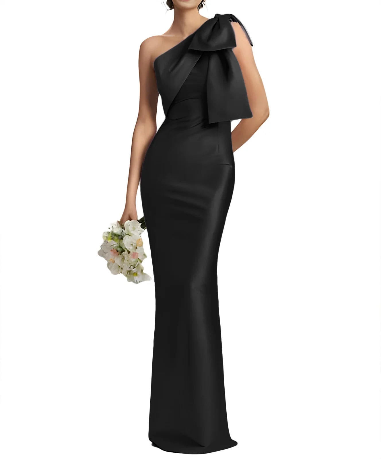 One Shoulder Elegant Satin Prom Dress for Women Mermaid Cocktail Dresses Long Bodycon Formal Evening Gowns with Back Slit