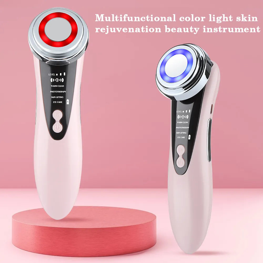 EMS Facial Massager LED Light therapy Sonic Ion Vibration Skin Tightening Face Lifting Anti Wrinkle Beauty Device Skin Care Tool