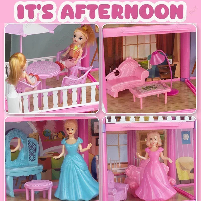 Doll House Villa Princess Castle Set Girl    Big   Simulation   Kit Girl's Puzzle Toy Gift