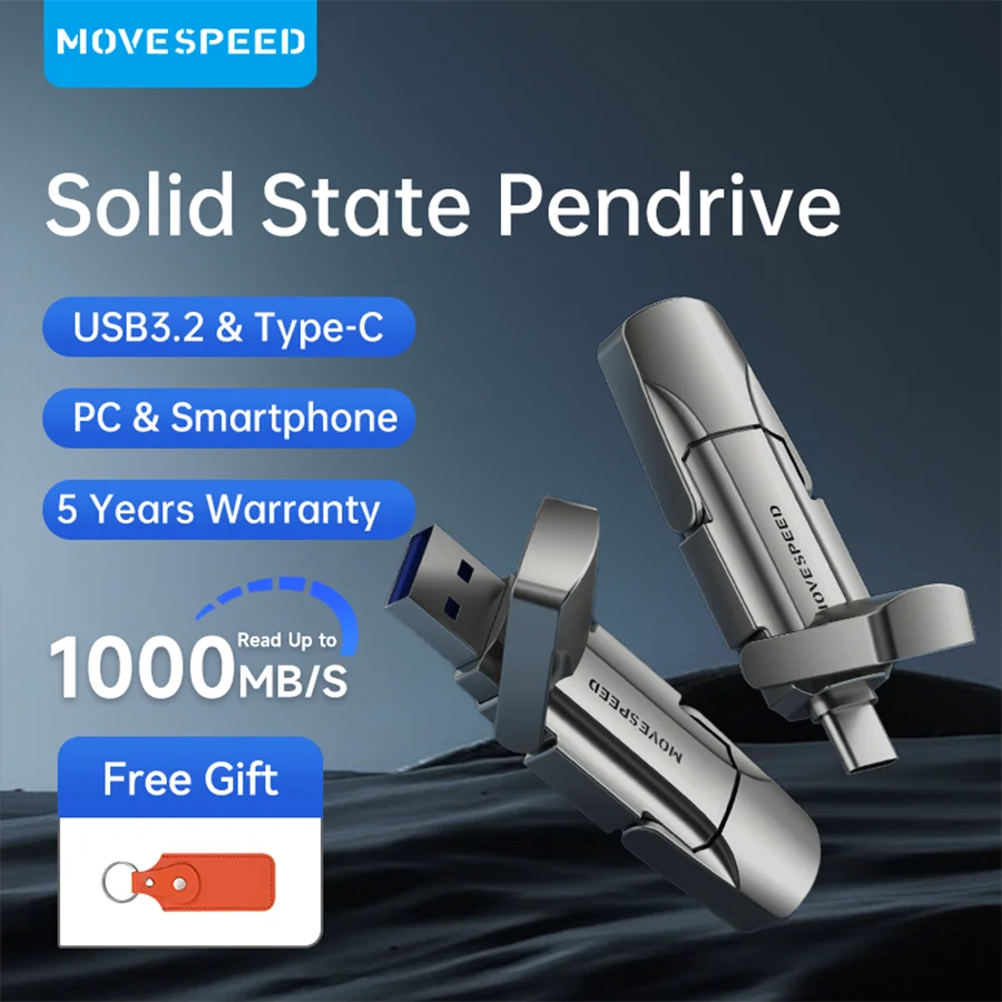 MOVESPEED 1000MB/s Solid State Pen Drive USB3.2 Gen 2 Type C Flash Drive 1TB 512GB 256GB 128GB Pendrive for PC Smartphone Tablet