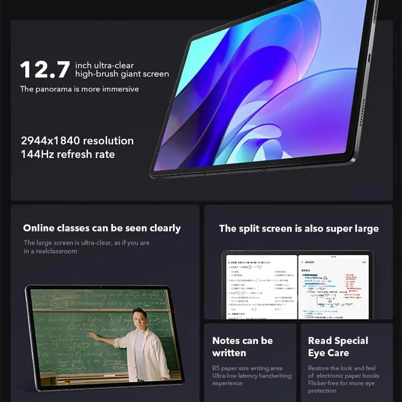 Global Rom Lenovo XiaoXin Pad Pro 12.7 Inch Snapdragon 870 LCD Giant HD Screen 144Hz 8GB 128GB/256GB 10200mAh Android 13 Tablets