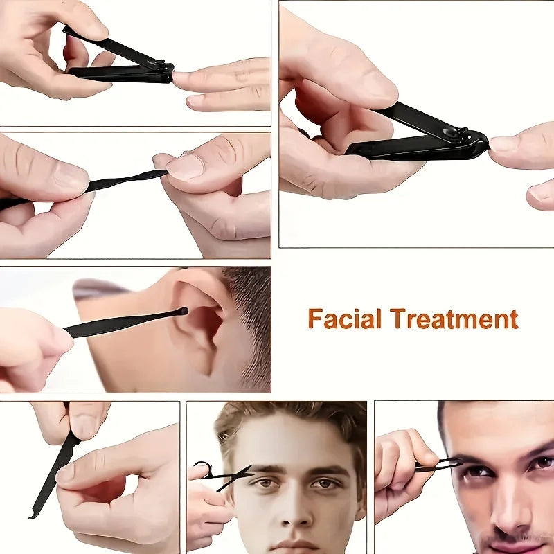 7/12/24pcs Black Nail Clippers Kit, Ultra Sharp Sturdy Fingernail Cutters, Professional Nail Clippers Pedicure Care Tools, Toena