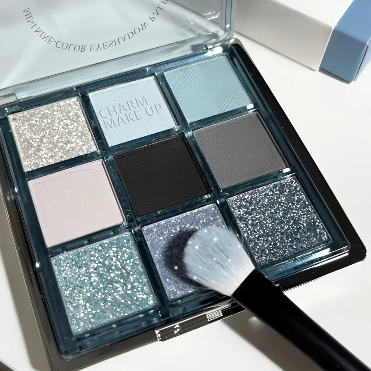 Nine Colors Contouring Punk Smoky Eyeshadow Makeup Palette Dark Black Pressed Glitter for Eyes Shadow Pigments Powder Cosmetics