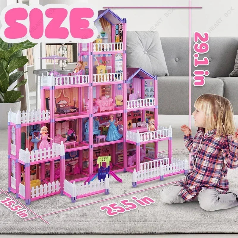 Doll House Villa Princess Castle Set Girl    Big   Simulation   Kit Girl's Puzzle Toy Gift