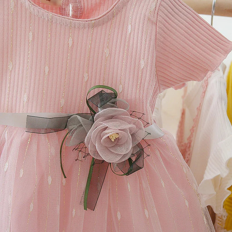 Toddler Girl Tutu Dress Summer Fashion Short Sleeve Princess Dress Cute Flower Girl Wedding Dress