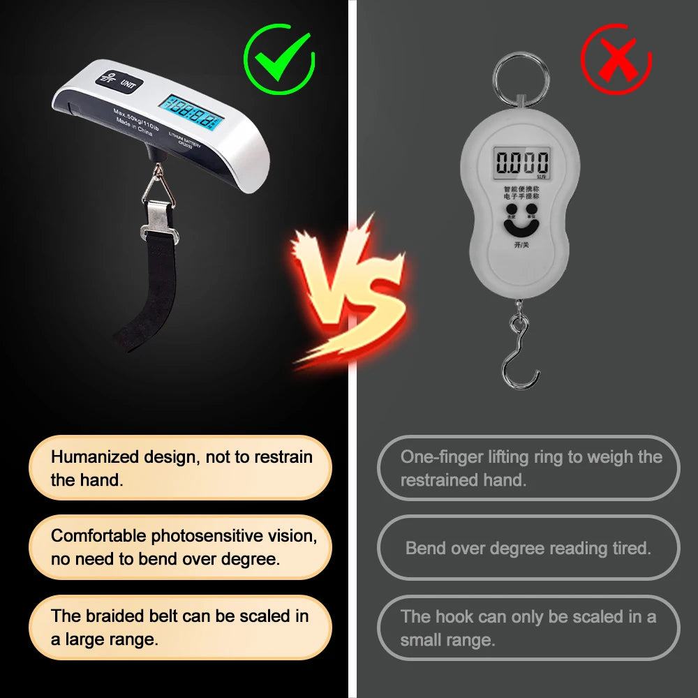 110LB Portable Electronic Hand Luggage Scale LCD Digital Display Balance Scale Suitcase Travel Weighs Baggage Weight Tool