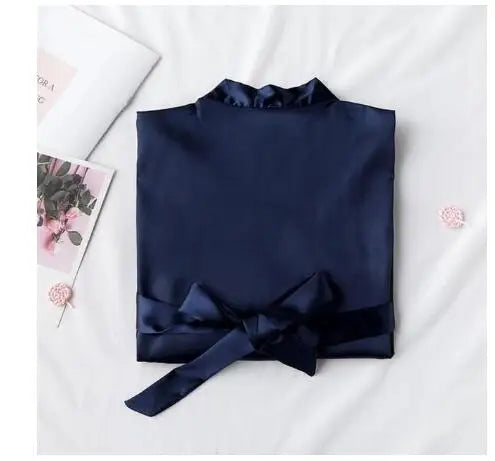 Wedding Bride Bridesmaid Robe Dressing Gown Sexy Women Bathrobe Nightgown Short Sleepwear Casual Flower Kimono Geisha M L XL