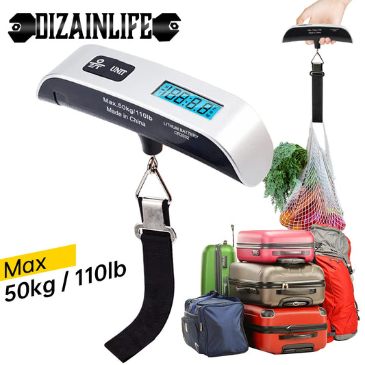 110LB Portable Electronic Hand Luggage Scale LCD Digital Display Balance Scale Suitcase Travel Weighs Baggage Weight Tool