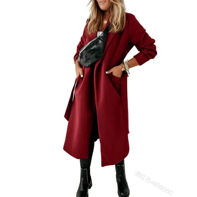 Women's Coat Streetwear Autumn Winter New in Woolen Cardigan Coats Outerwears Wool Blends Women's Jacket Trench