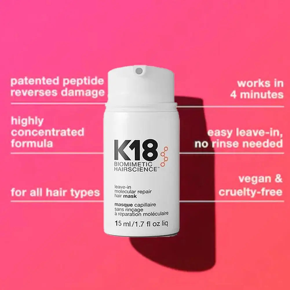 K18 Molecular Repair Hair Mask - Deep Conditioning Keratin Treatment for Soft, Restored and Healthy Hair 15ml