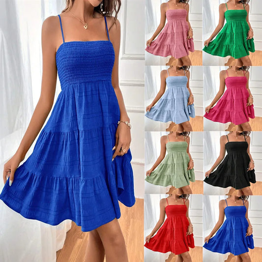 Summer Befree Beach Long Vintage Casual Ruffles Elegant Maxi Strap Camis Silky 5XL Dress Vestidos Party Sexy Women
