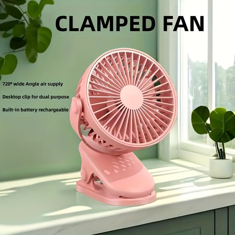 16 Decibels Ultra-Quiet Portable Clip-On Fan With 3 Speeds - Usb Rechargeable, Strong Airflow Desk & Stroller Fan For Office, Dorm, And Outdoor Use