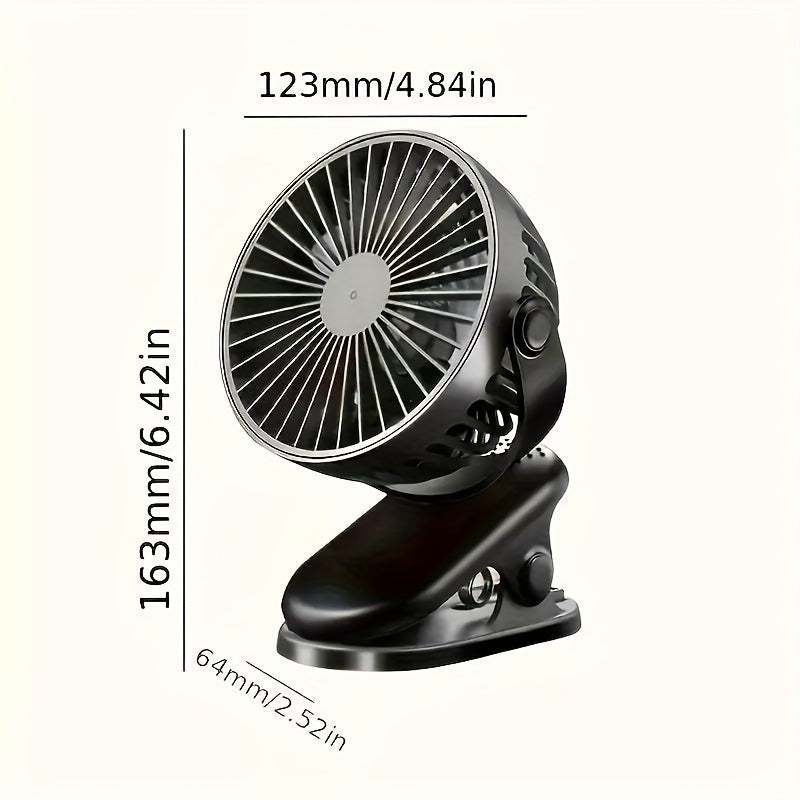 16 Decibels Ultra-Quiet Portable Clip-On Fan With 3 Speeds - Usb Rechargeable, Strong Airflow Desk & Stroller Fan For Office, Dorm, And Outdoor Use