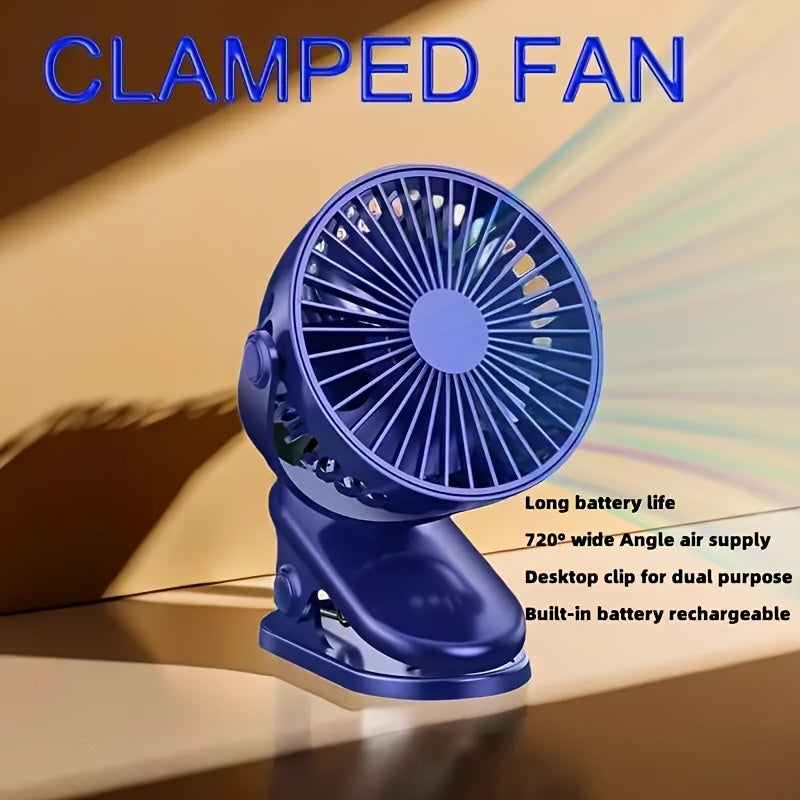 16 Decibels Ultra-Quiet Portable Clip-On Fan With 3 Speeds - Usb Rechargeable, Strong Airflow Desk & Stroller Fan For Office, Dorm, And Outdoor Use