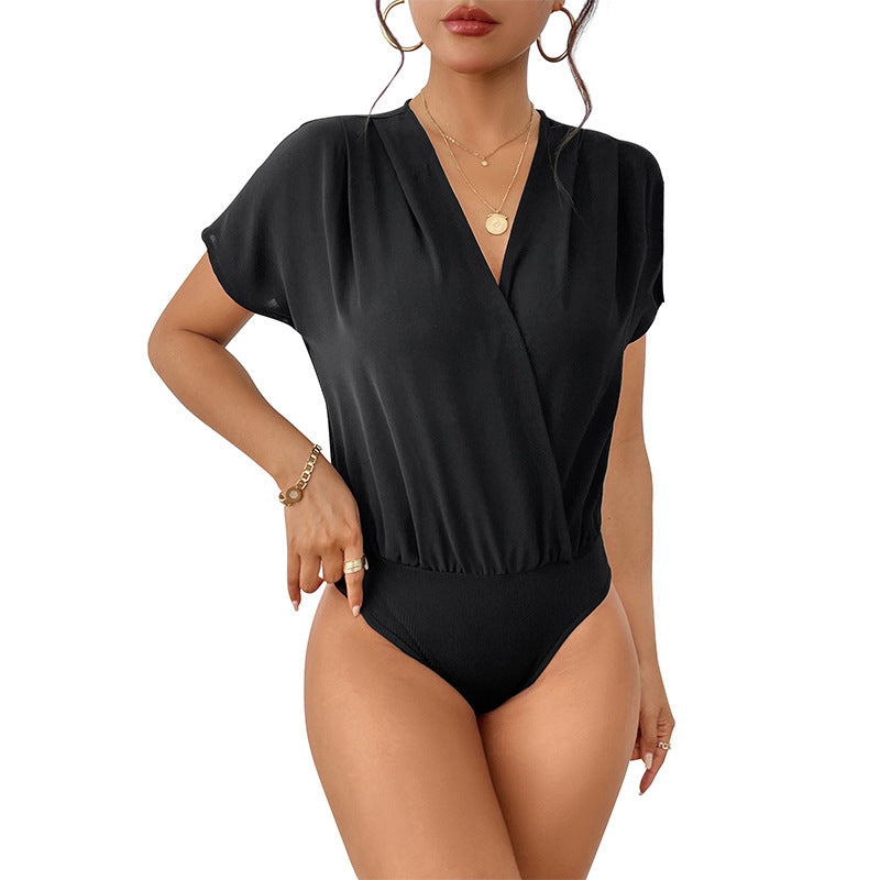 Fashion Cross-border Women's Clothing Black, Short Sleeve Jumpsuit